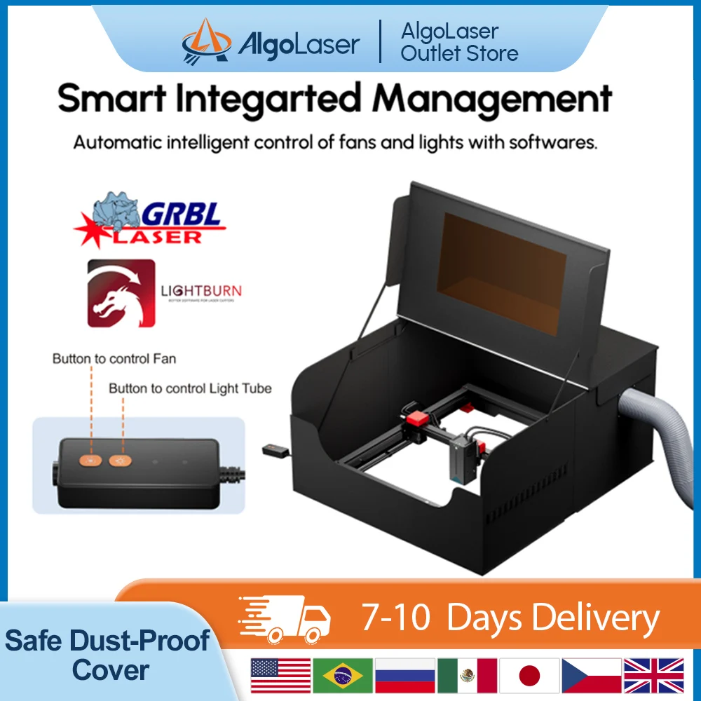 AlgoLaser Foldable and Smoke-proof Laser Engraver Enclosure Safe Dust-Proof Cover Equipped With Fan Durable Shell Claw Machine
AlgoLaser Foldable and Smoke-proof Laser Engraver Enclosure Safe Dust-Proof Cover Equipped With Fan Durable Shell Claw Machine