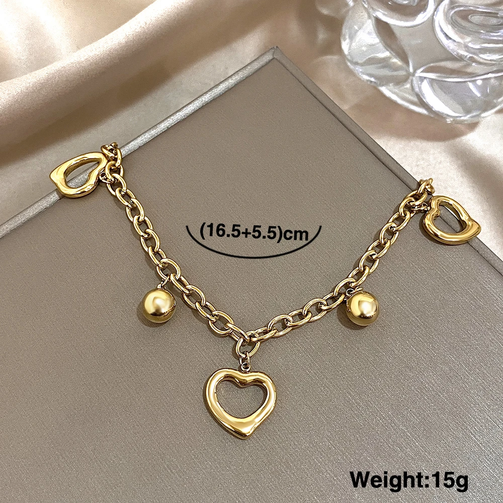 Trendy Stainless Steel Heart Bead Pendant Bracelet for Women Waterproof Non Fading Adjustable Chain Charm Bracelet Daily Jewelry 
Trendy Stainless Steel Heart Bead Pendant Bracelet for Women Waterproof Non Fading Adjustable Chain Charm Bracelet Daily Jewelry