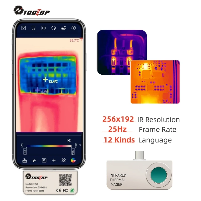 TOOLTOP T256 Infrared Mobile Thermal Imager 256*192 Resolution 25Hz PCB Circuit Repair -15℃~600℃ Industrial Heating Test
TOOLTOP T256 Infrared Mobile Thermal Imager 256*192 Resolution 25Hz PCB Circuit Repair -15℃~600℃ Industrial Heating Test