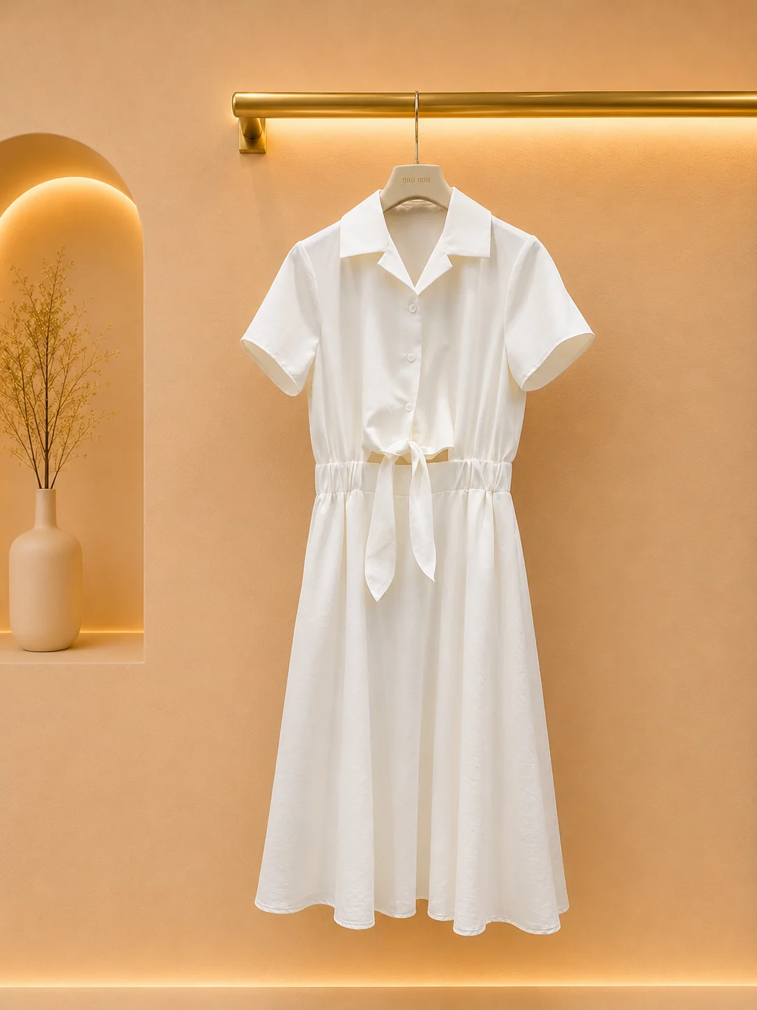 2026 Women Dress Sleek Lapel Button Front Waist Knot Decor Stretch Gathered Waist Airy Flowy Midi Dress
2026 Women Dress Sleek Lapel Button Front Waist Knot Decor Stretch Gathered Waist Airy Flowy Midi Dress