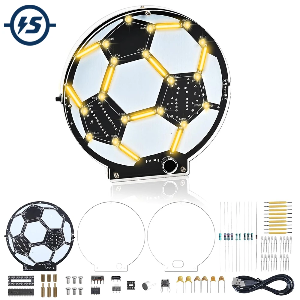DIY LED Soccer Ball Light Electronics Kit with Sound Control & 5 Lighting Modes STEM Soldering Practice Kit for School Learning
DIY LED Soccer Ball Light Electronics Kit with Sound Control & 5 Lighting Modes STEM Soldering Practice Kit for School Learning