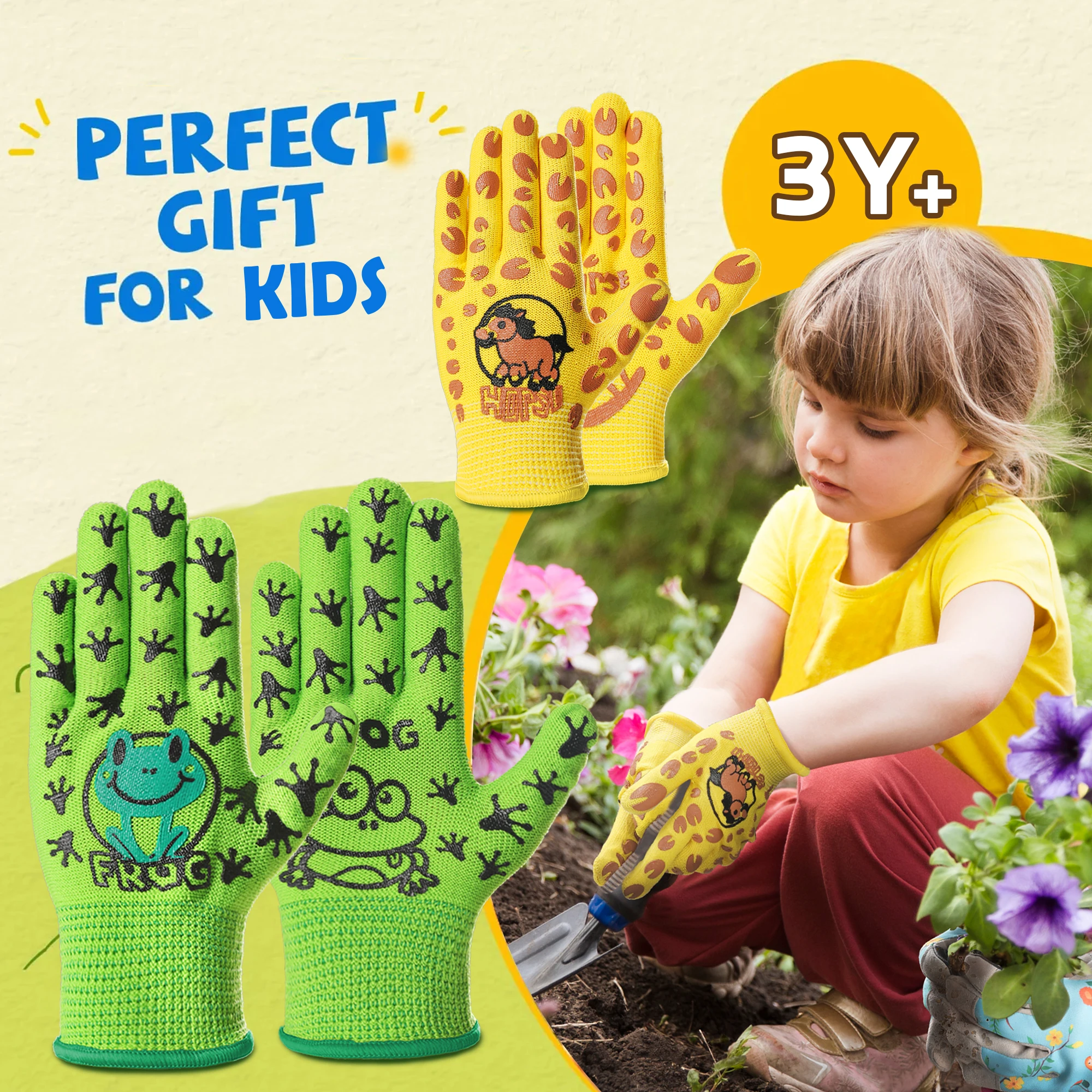 3 Pairs Kids Gardening Gloves Cute Pint Yellow and Green for Outdoor Gardening Activities
3 Pairs Kids Gardening Gloves Cute Pint Yellow and Green for Outdoor Gardening Activities