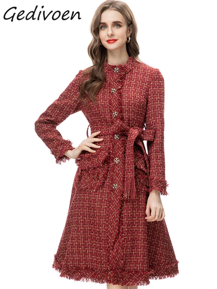 Gedivoen Winter Fashion Designer Vintage Casual Blends Coat Women's Stand Collar Single Breasted Frenulum Slim Long Blends Coat
Gedivoen Winter Fashion Designer Vintage Casual Blends Coat Women's Stand Collar Single Breasted Frenulum Slim Long Blends Coat