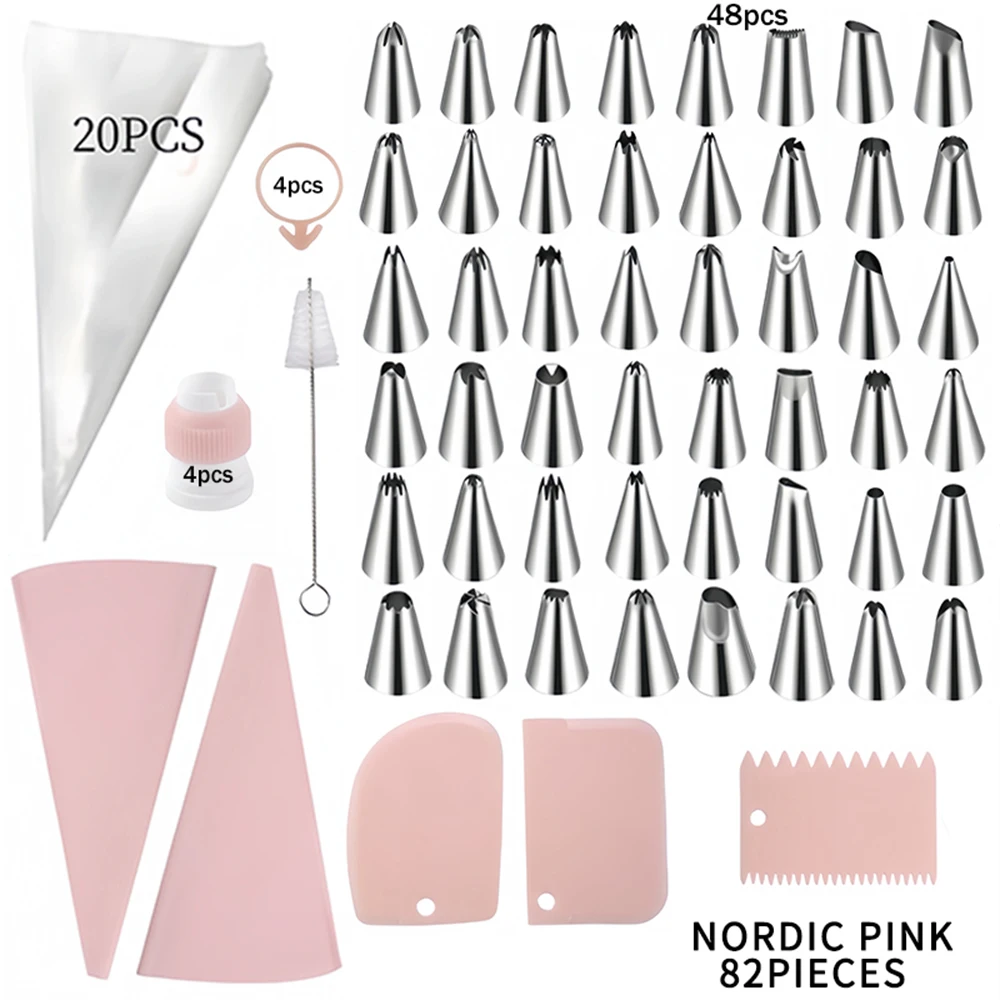 82PCS Piping Bags Cake 430 Stainless Steel Piping Nozzle 20 Piping Bags Disposable Cake Baking Accessories Trumpet Converter
82PCS Piping Bags Cake 430 Stainless Steel Piping Nozzle 20 Piping Bags Disposable Cake Baking Accessories Trumpet Converter
