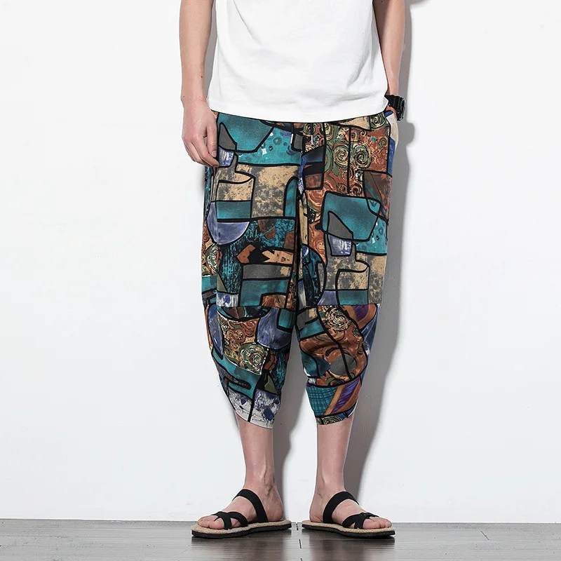 Harajuku Summer Loose Calf Length Casual Pants Men Wide Leg Cotton Linen Printing Baggy Pants Oversize Men's Trousers
Harajuku Summer Loose Calf Length Casual Pants Men Wide Leg Cotton Linen Printing Baggy Pants Oversize Men's Trousers