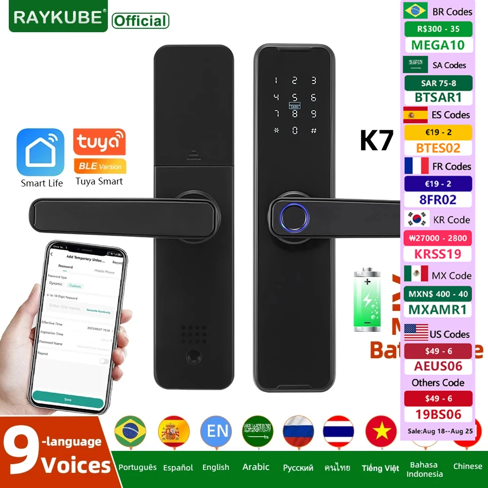 RAYKUBE Biometric Fingerprint Door Lock K7 Pro+ Smart Lock Tuya App Remote Unlocking Keyless Lock Electronic Door Lock
RAYKUBE Biometric Fingerprint Door Lock K7 Pro+ Smart Lock Tuya App Remote Unlocking Keyless Lock Electronic Door Lock