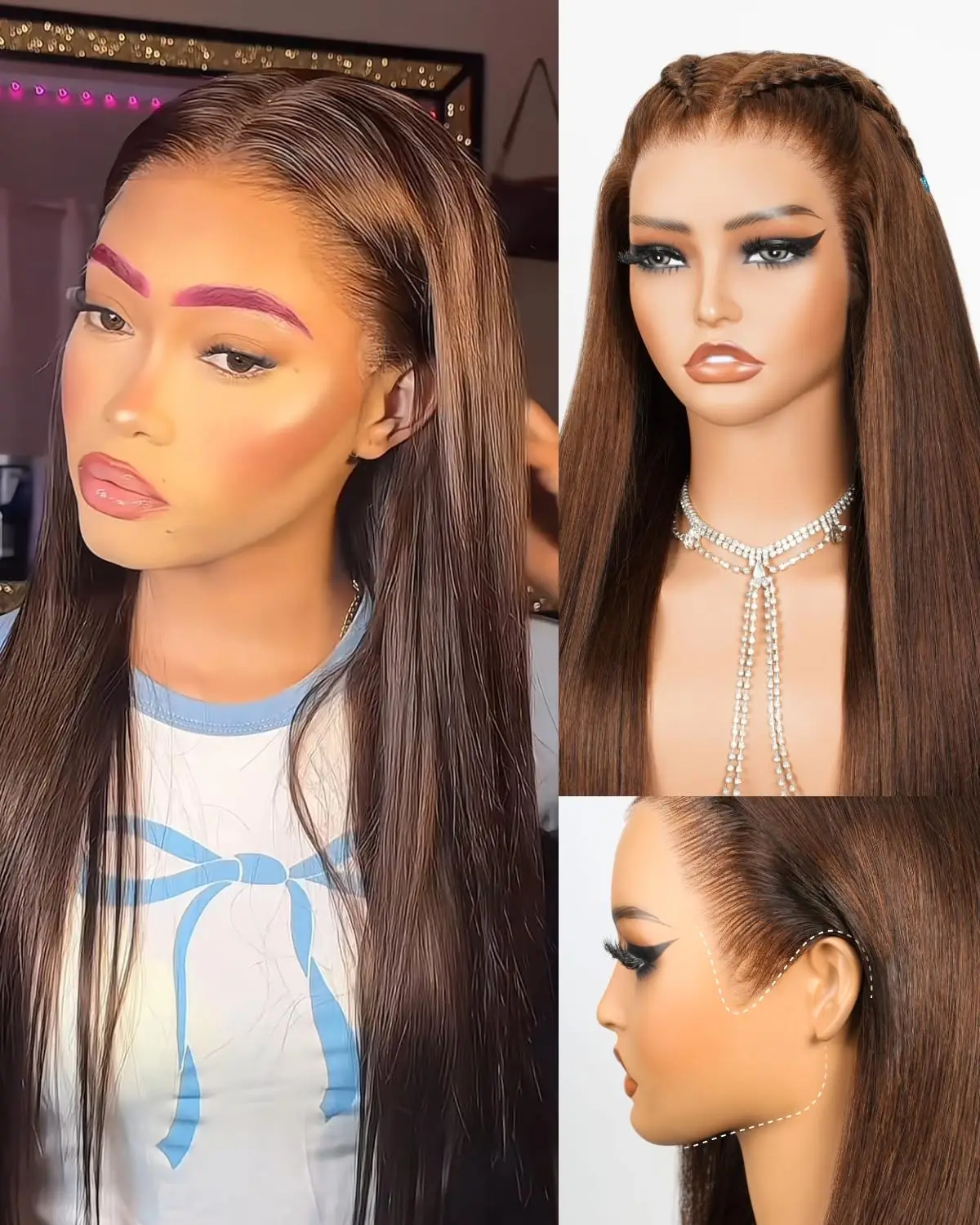 Megalook 13x6 Three-Sec Wear and Go Human Hair Wigs with Drawstring Lace Frontal Pre Plucked Bleached Knots Chocolate Brown Hair
Megalook 13x6 Three-Sec Wear and Go Human Hair Wigs with Drawstring Lace Frontal Pre Plucked Bleached Knots Chocolate Brown Hair