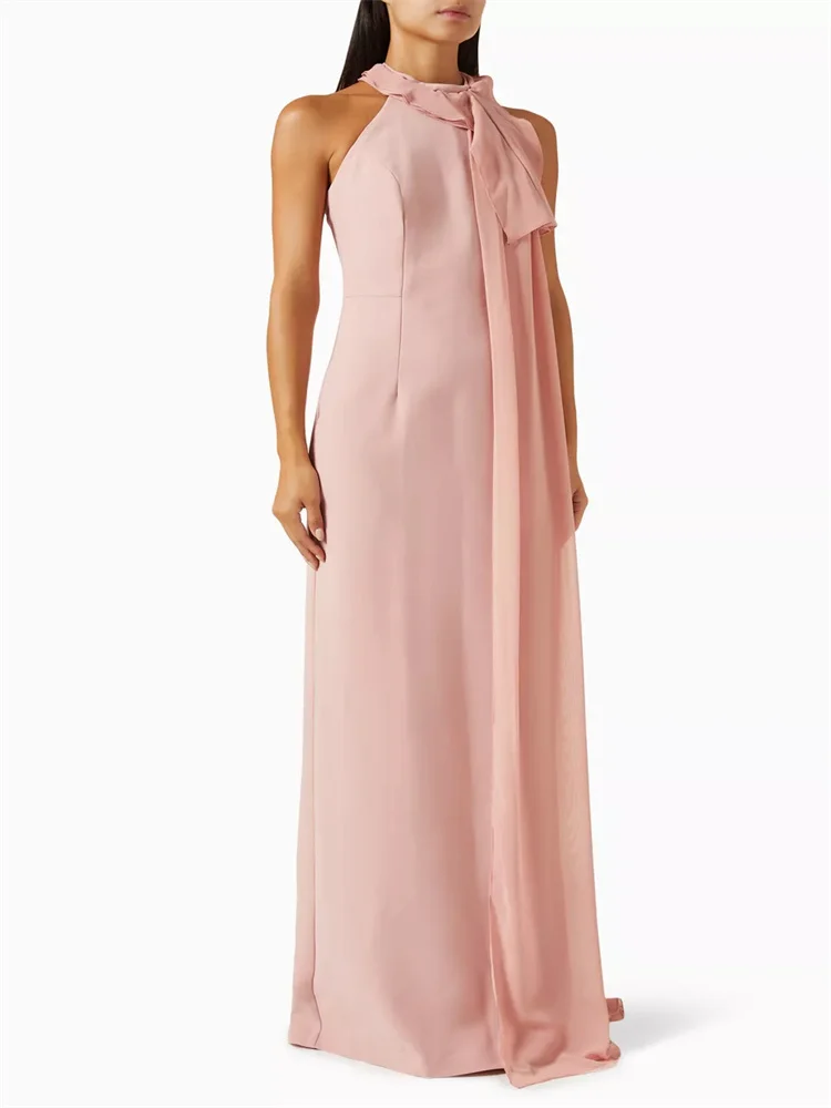 Customized Elegant Neckline Evening Gown Sleeveless Halter Neck Tie Chiffon Neckline Waist Straight Skirt Floor Length Dress
Customized Elegant Neckline Evening Gown Sleeveless Halter Neck Tie Chiffon Neckline Waist Straight Skirt Floor Length Dress