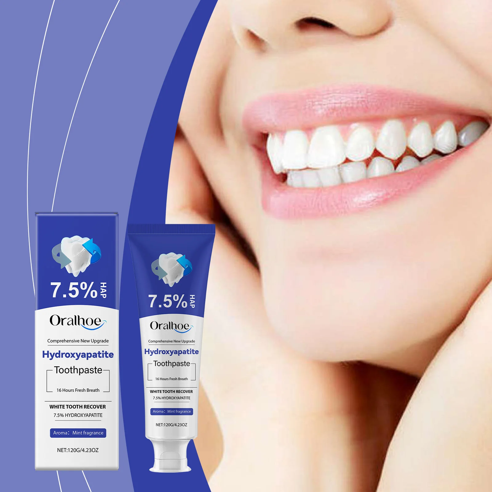 Зубная паста Oralhoe 120 г с гидроксипататом для полостей, отбеливание зубов, уменьшение налета, против кариеса, мятная ароматная зубная паста со свежим дыханием
Зубная паста Oralhoe 120 г с гидроксипататом для полостей, отбеливание зубов, уменьшение налета, против кариеса, мятная ароматная зубная паста со свежим дыханием