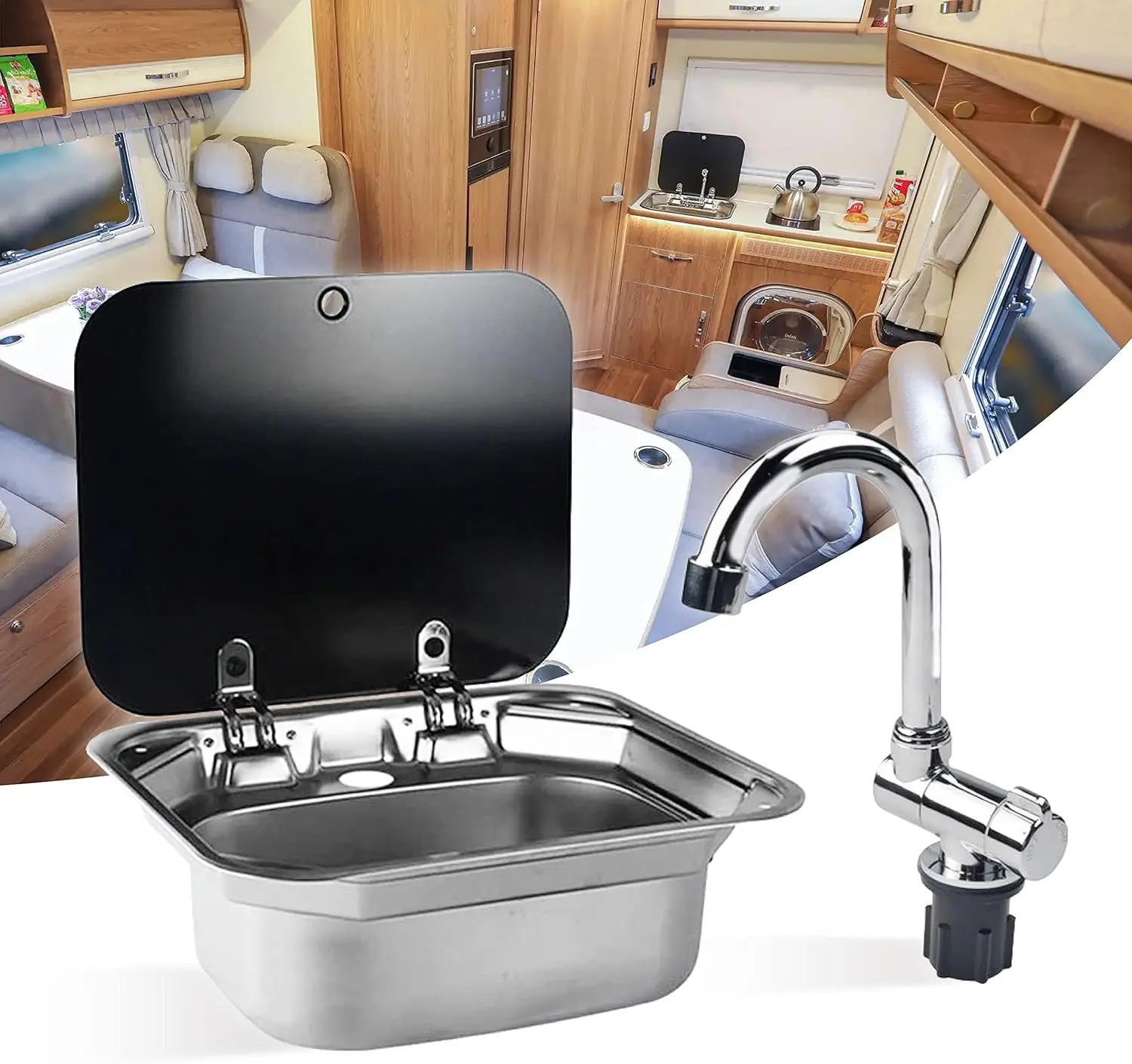1 Set Rv Sink with Lid with Lid Sturdy Space Saving Kitchen Sink Stainless Steel Convenient sophistication for Van RV Kitchen
1 Set Rv Sink with Lid with Lid Sturdy Space Saving Kitchen Sink Stainless Steel Convenient sophistication for Van RV Kitchen