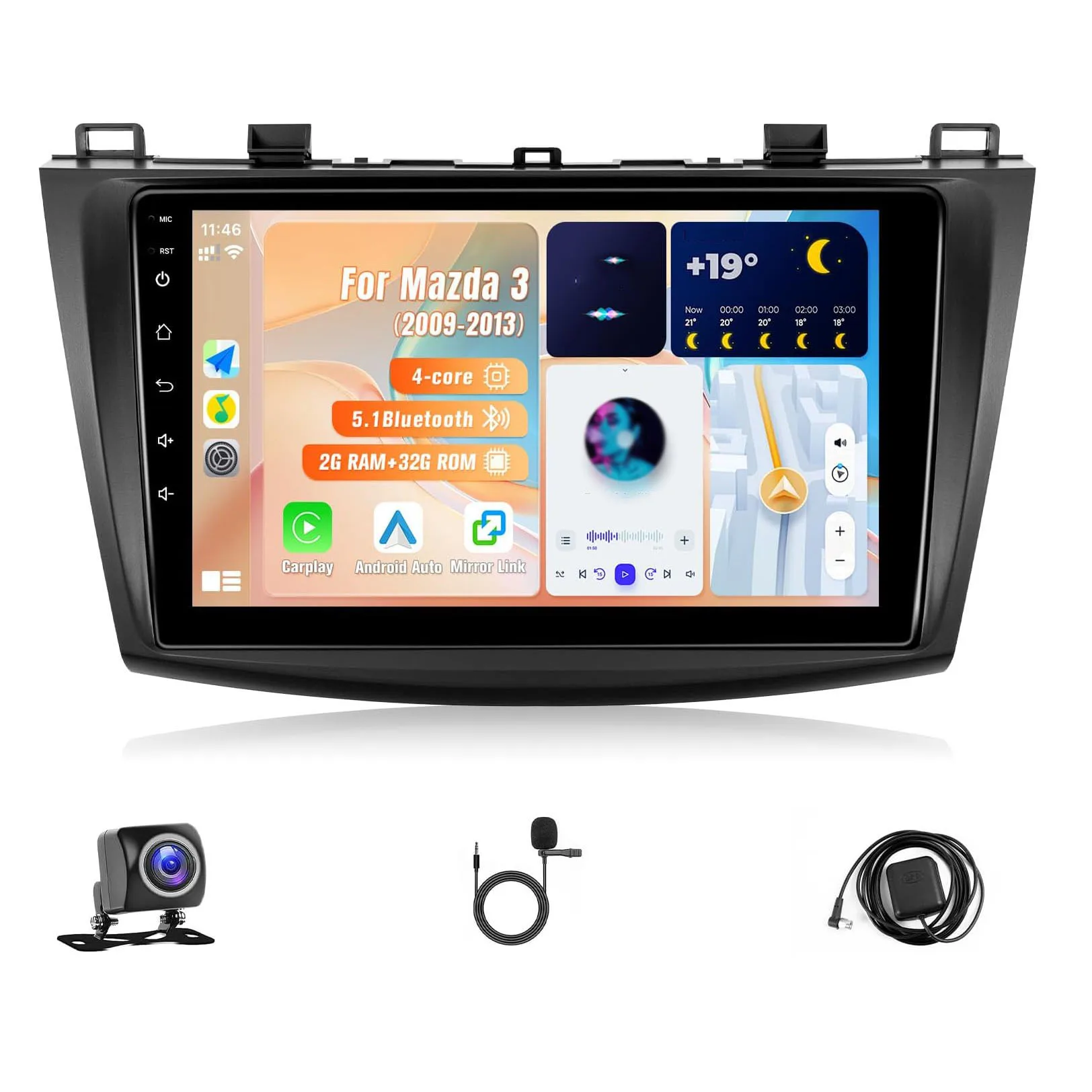 Car Radio for Mazda 3 2009 2010 2011 2012 2013 with Wireless Carplay Android Auto,9 Inch Touch Screen, Bluetooth,GPS,WiFi,SWC,Ba
Car Radio for Mazda 3 2009 2010 2011 2012 2013 with Wireless Carplay Android Auto,9 Inch Touch Screen, Bluetooth,GPS,WiFi,SWC,Ba