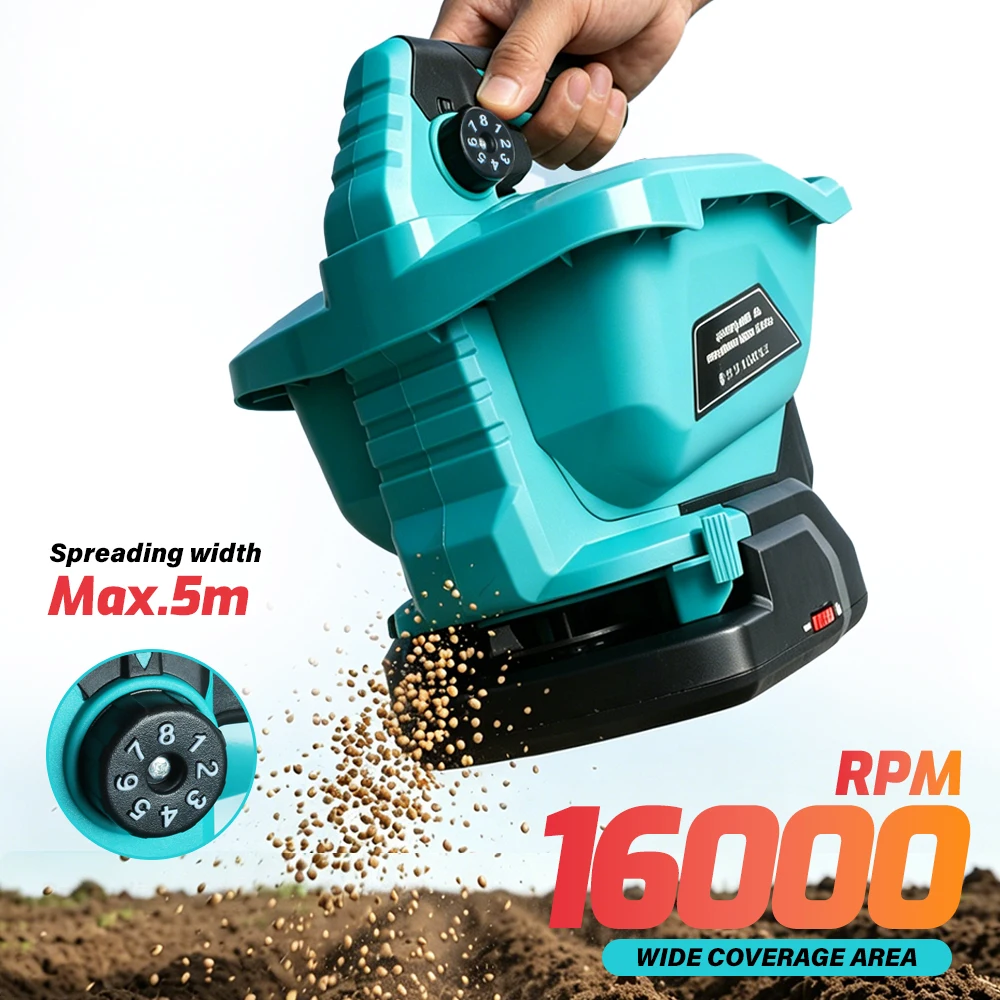 Cordless Handheld Spreader 6 Gears Portable Electric Spreader for Grass Seed Salt Fertilizer for Makita 18V Battery Pin
Cordless Handheld Spreader 6 Gears Portable Electric Spreader for Grass Seed Salt Fertilizer for Makita 18V Battery Pin