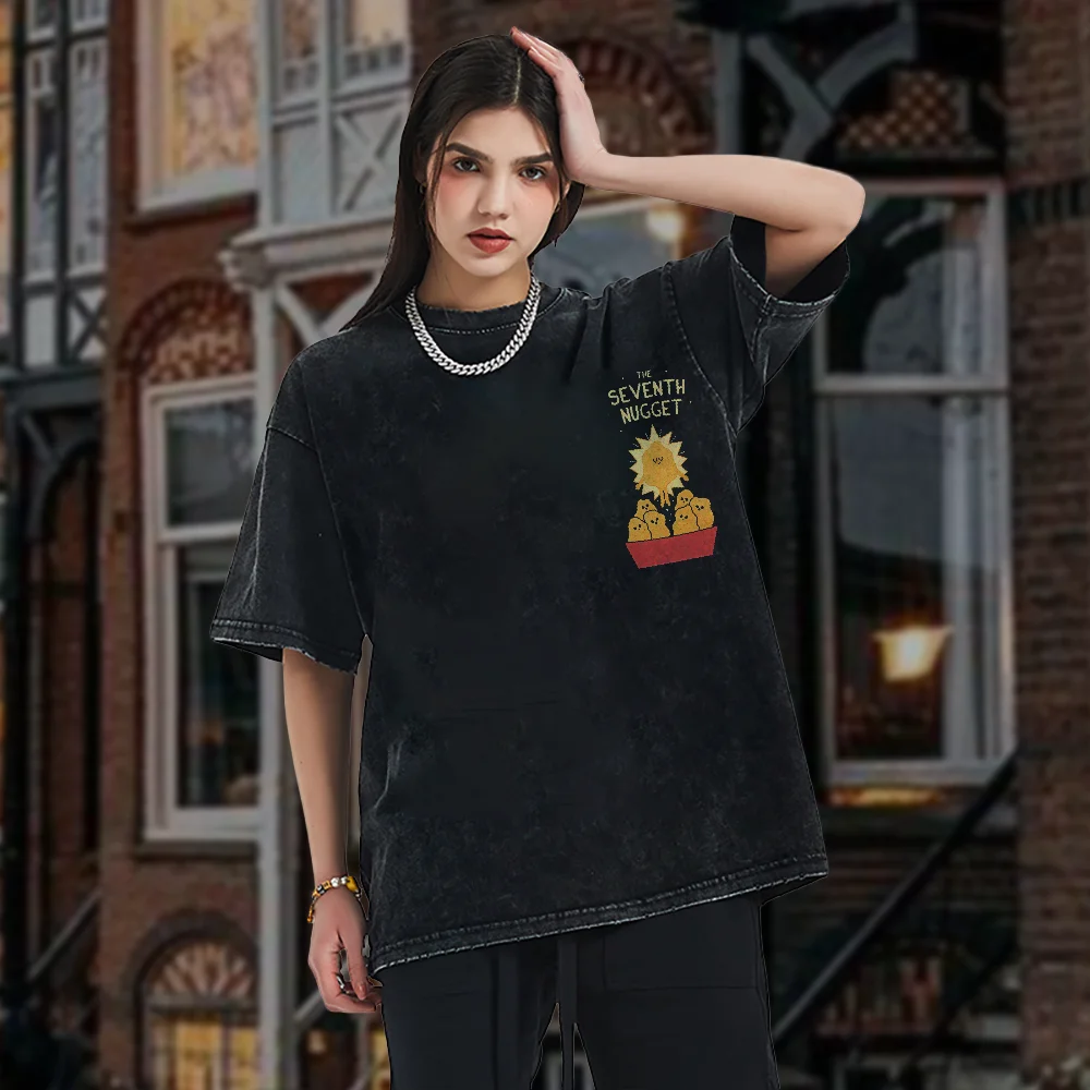 Summer Women Man Washed Pure Cotton T shirt Seventh Nugget Print Casual Loose Short Sleeve Nice Trendy Comfortable Daily Top
Summer Women Man Washed Pure Cotton T shirt Seventh Nugget Print Casual Loose Short Sleeve Nice Trendy Comfortable Daily Top