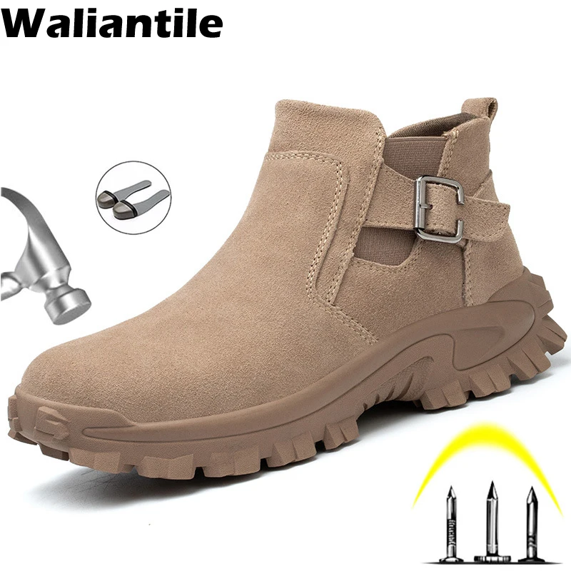 Waliantile Genuine Leather Safety Boots For Men Women Outdoor Non-slip Constuction Work Shoes Steel Anti-smashing Safety Boots
Waliantile Genuine Leather Safety Boots For Men Women Outdoor Non-slip Constuction Work Shoes Steel Anti-smashing Safety Boots