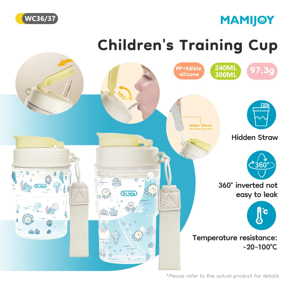 MAMIJOY 240/300ml Child Water Cups Hidden Straw 180* Opencover Right Angle Dust& SprayProof Cover Learning Drinking Cup WC36/37
MAMIJOY 240/300ml Child Water Cups Hidden Straw 180* Opencover Right Angle Dust& SprayProof Cover Learning Drinking Cup WC36/37