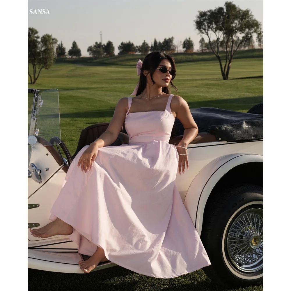 Sansa customized Square Collar Tra-length A-line Prom Dresses Pink Simple Evening Dresses Sleeveless Zip vestidos de festa 2025
Sansa customized Square Collar Tra-length A-line Prom Dresses Pink Simple Evening Dresses Sleeveless Zip vestidos de festa 2025