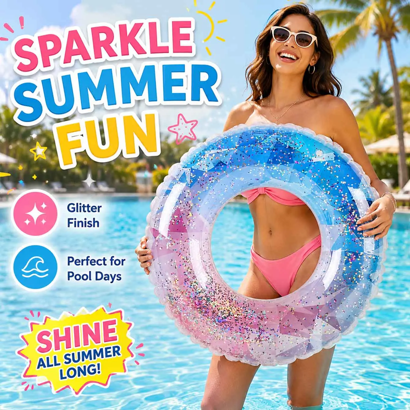 1PC Inflatable Pool Floats Toys Swim Tubes Rings,Inner Glitter Ring Tube Bulk Swimming Pool Party Decorations
1PC Inflatable Pool Floats Toys Swim Tubes Rings,Inner Glitter Ring Tube Bulk Swimming Pool Party Decorations