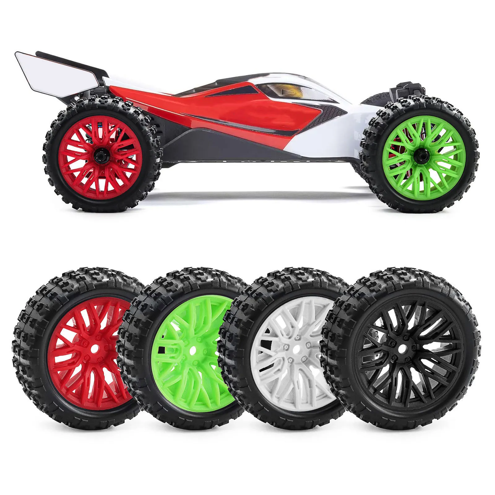 1/18 Scale RC Wheels 4Pcs Rubber Tires Set Car Upgrade Parts Accessory Supply DIY Replacement for Truck Typhon Grom Hobby Model
1/18 Scale RC Wheels 4Pcs Rubber Tires Set Car Upgrade Parts Accessory Supply DIY Replacement for Truck Typhon Grom Hobby Model