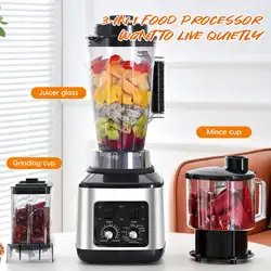 9500W 3-in-1 Blender Food Processor | Juicer (8 Blades), Meat Grinder (4 Blades), Dry Mill (6 Blades) | 3 Cups Multi-Function Mi 9500W 3-in-1 Blender Food Processor | Juicer (8 Blades), Meat Grinder (4 Blades), Dry Mill (6 Blades) | 3 Cups Multi-Function Mi