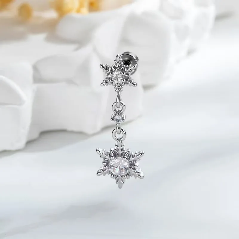 Sparkly Zircon Snowflake Cartilage Earrings Helix Tragus Conch Piercing Stud Dangle Bar 2PCS
Sparkly Zircon Snowflake Cartilage Earrings Helix Tragus Conch Piercing Stud Dangle Bar 2PCS