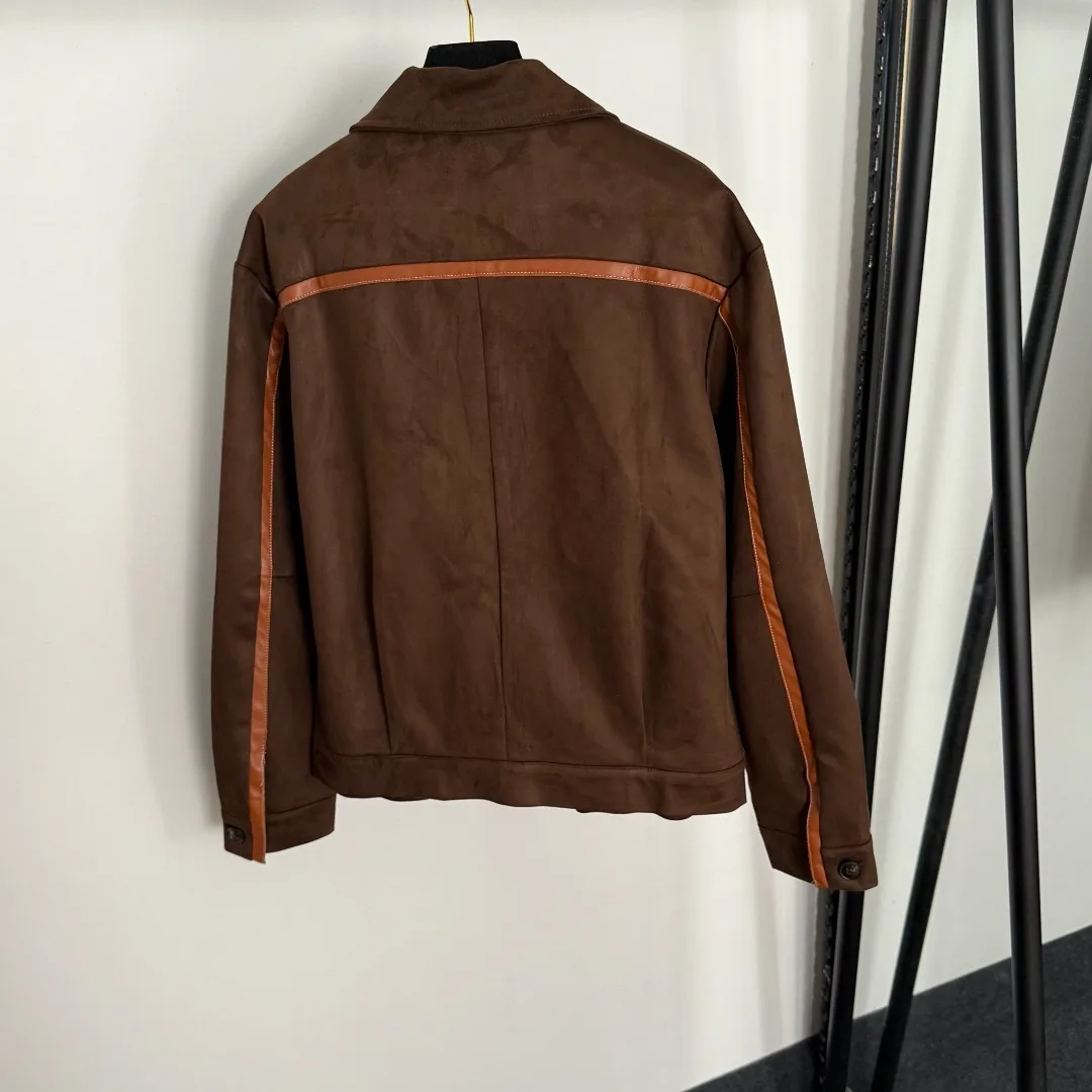 High quality spring and summer women's spliced leather edging lapel long sleeved zipper suede jacket SU47
High quality spring and summer women's spliced leather edging lapel long sleeved zipper suede jacket SU47