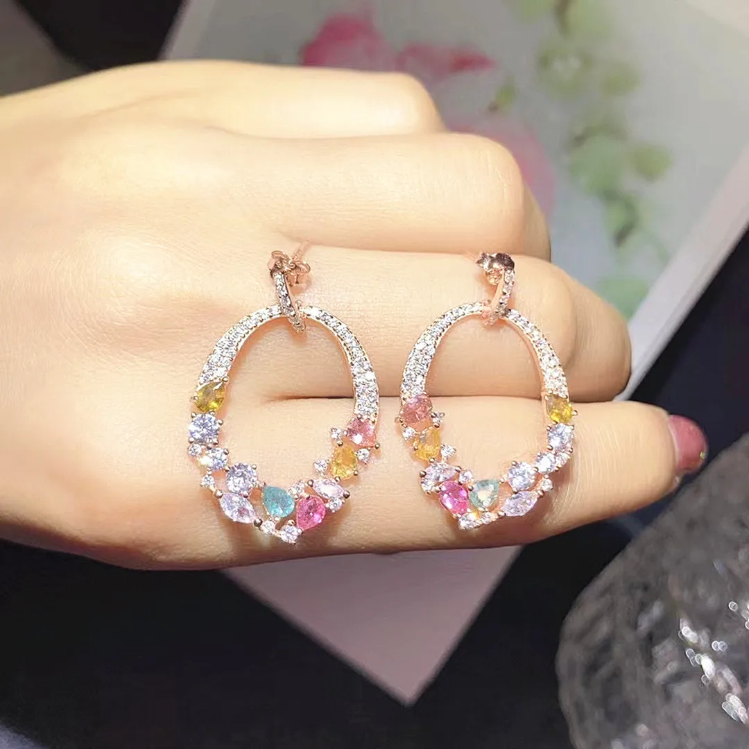 Fine Jewelry Ladies Luxury Earrings 925 Sterling Silver Natural Gemstone Tourmaline Christmas Gift Bridal Birthday Wedding Party
Fine Jewelry Ladies Luxury Earrings 925 Sterling Silver Natural Gemstone Tourmaline Christmas Gift Bridal Birthday Wedding Party