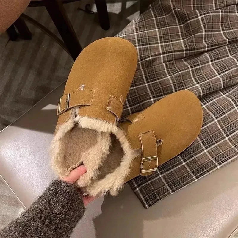 Women's Fur Suede Clogs Slippers Classic Cork Footbed Fuzzy Mules Plush Slippers Outdoor Warm Cork Flat Slipper
Women's Fur Suede Clogs Slippers Classic Cork Footbed Fuzzy Mules Plush Slippers Outdoor Warm Cork Flat Slipper