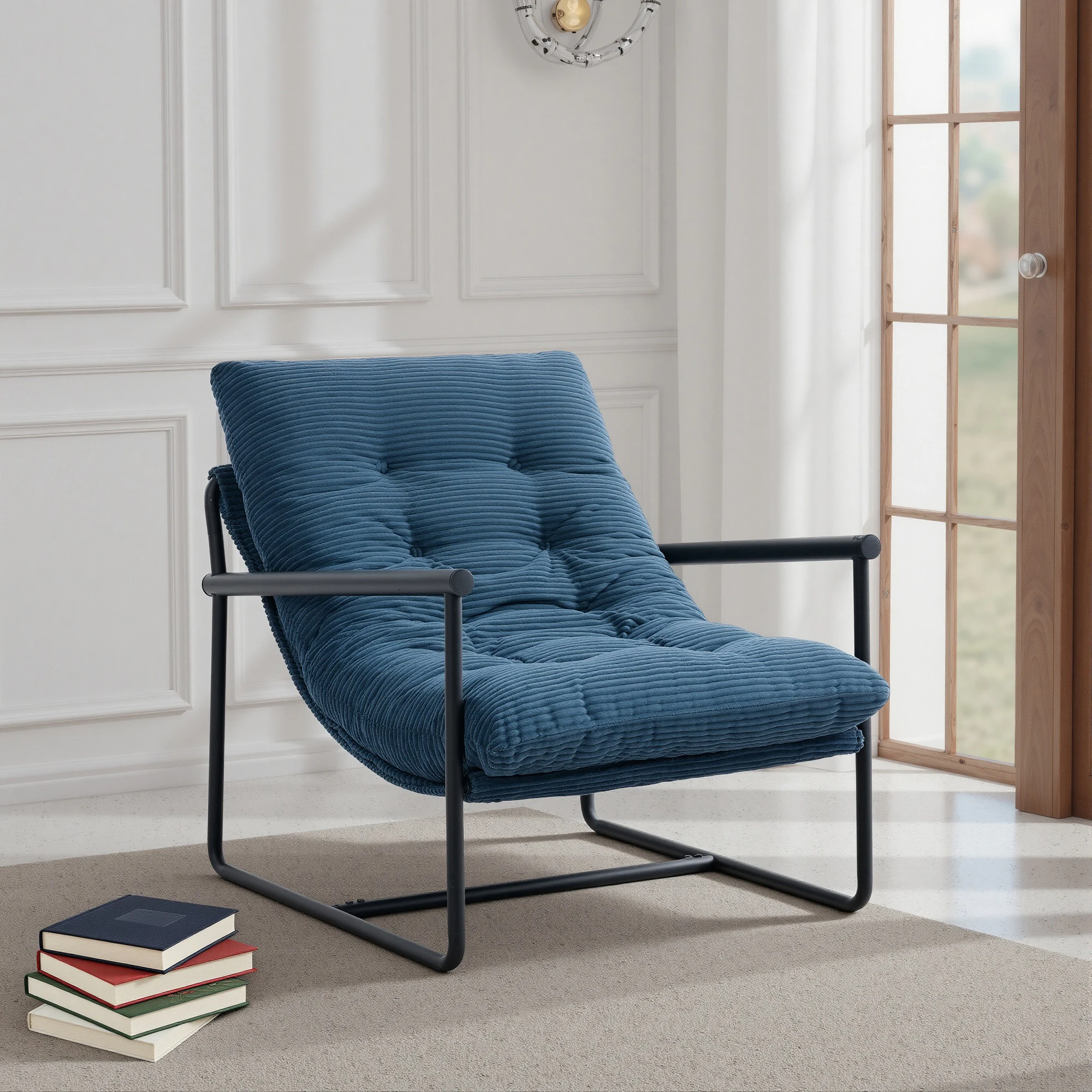 Industrial Style Corduroy Lounge Chair, Black Metal Frame Upholstered Accent Armchair
Industrial Style Corduroy Lounge Chair, Black Metal Frame Upholstered Accent Armchair