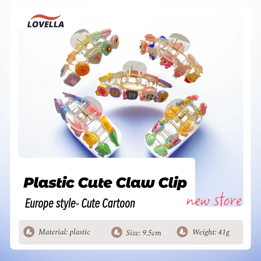 LOVELLE Cute Cartoon Plastic Hair Claws Clip for Lady Long Hair Decorate New Arrivals Hair Strong Quality Claws Different Colors
LOVELLE Cute Cartoon Plastic Hair Claws Clip for Lady Long Hair Decorate New Arrivals Hair Strong Quality Claws Different Colors