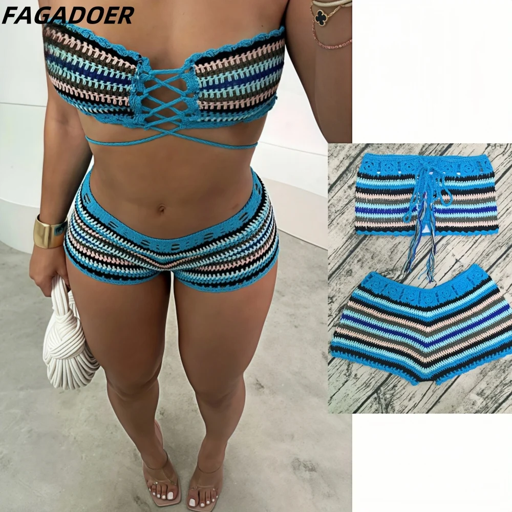 FAGADOER Y2k сексуальный вязаный комплект из 2 предметов, женский наряд, укороченный топ в полоску со шнуровкой и шорты, костюм, женская праздничная одежда, новинка
FAGADOER Y2k сексуальный вязаный комплект из 2 предметов, женский наряд, укороченный топ в полоску со шнуровкой и шорты, костюм, женская праздничная одежда, новинка