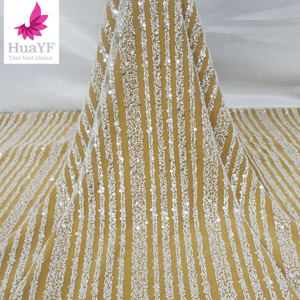 Hot Sale White Striped Pattern Beaded Pearl Lace Crystal Sequins Wedding Bridal Dress Fabric HY2199-2
Hot Sale White Striped Pattern Beaded Pearl Lace Crystal Sequins Wedding Bridal Dress Fabric HY2199-2