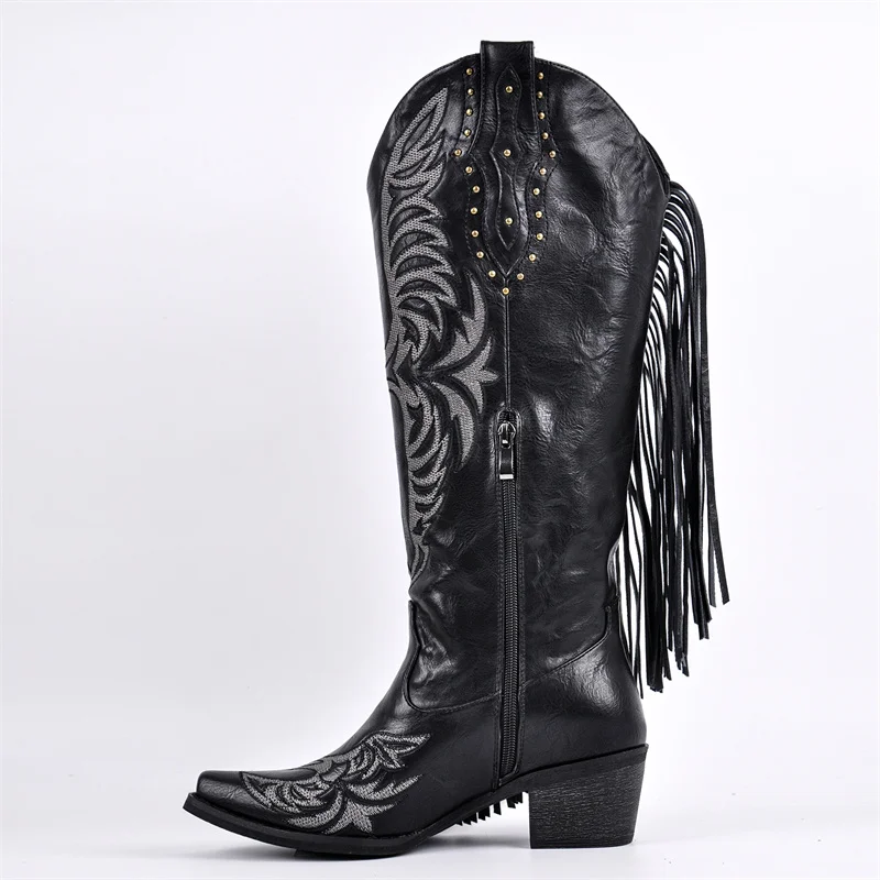 Onlymaker Women Pointed Toe Fringe Side Zipper Western Cowgirl Boots Chunky Heel Cowboy Boots
Onlymaker Women Pointed Toe Fringe Side Zipper Western Cowgirl Boots Chunky Heel Cowboy Boots
