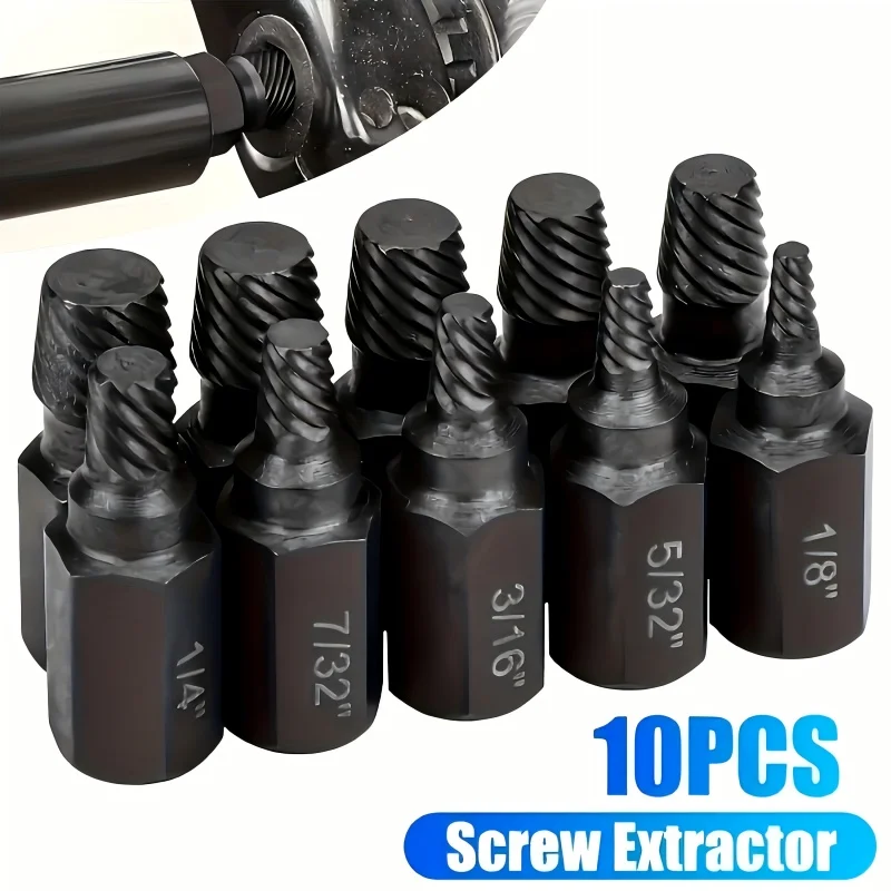 10Pcs Heavy Duty Bolt Extractor Set, Remove Broken Slipped Hex Screws & Fasteners, Durable Thread Removal Tools
10Pcs Heavy Duty Bolt Extractor Set, Remove Broken Slipped Hex Screws & Fasteners, Durable Thread Removal Tools