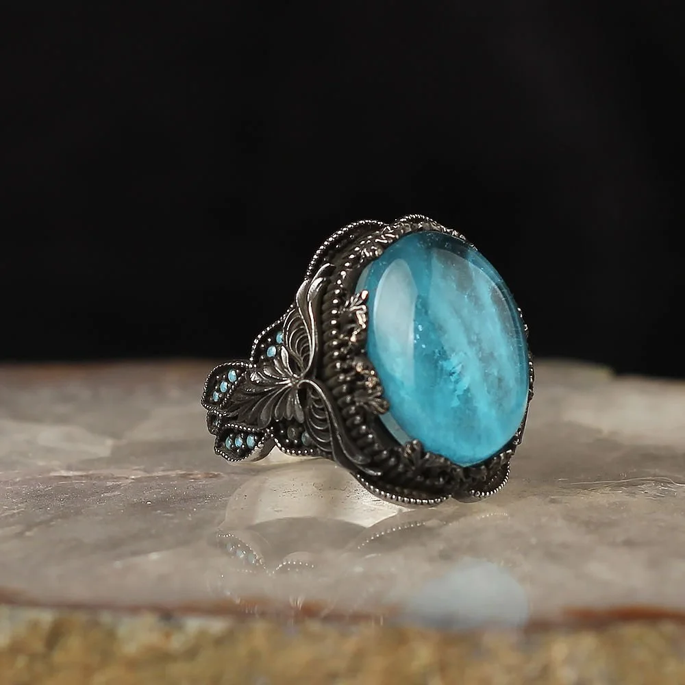 Pure Real 925 Sterling Silver Paraiba Natural Stone Ring Men High quality Jewelry Retro Fashion Vintage Handmade Gift
Pure Real 925 Sterling Silver Paraiba Natural Stone Ring Men High quality Jewelry Retro Fashion Vintage Handmade Gift