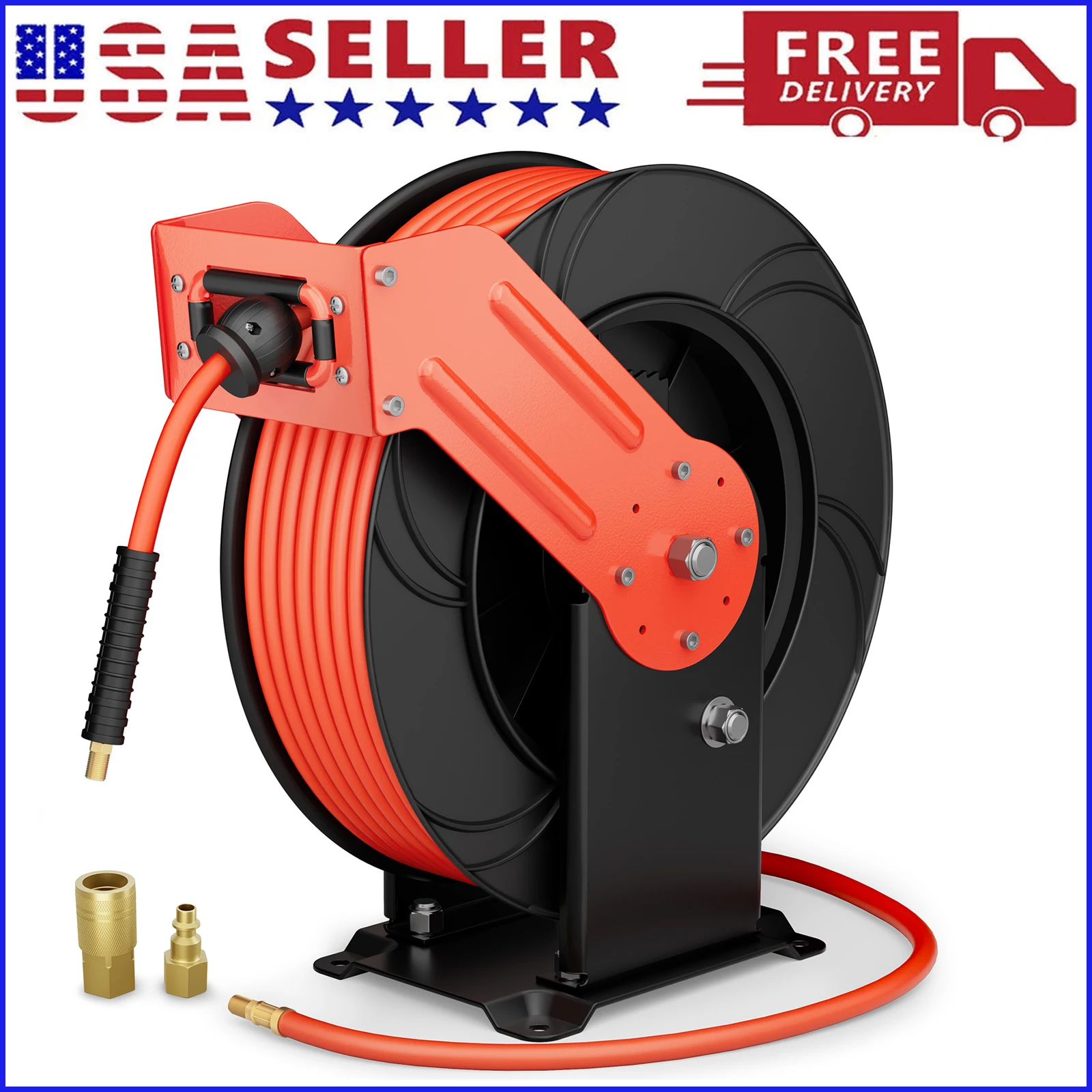 Retractable Air Hose Reel, 3/8 IN x 65 FT Hybrid Air Hose Max 300PSI, Air Compressor Hose Reel with 5 ft Lead in, Heavy Duty
Retractable Air Hose Reel, 3/8 IN x 65 FT Hybrid Air Hose Max 300PSI, Air Compressor Hose Reel with 5 ft Lead in, Heavy Duty