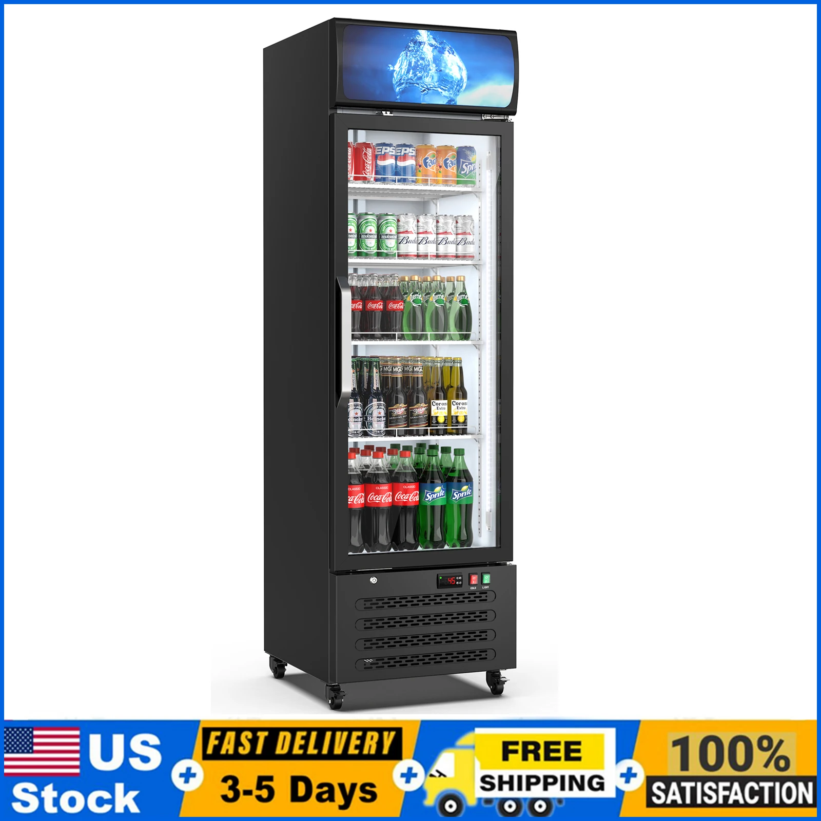 Commercial Merchandiser Refrigerator, 14.8 CU.FT Glass Door Display Refrigerator Upright Fridge, Beverage Refrigerator Cooler
Commercial Merchandiser Refrigerator, 14.8 CU.FT Glass Door Display Refrigerator Upright Fridge, Beverage Refrigerator Cooler