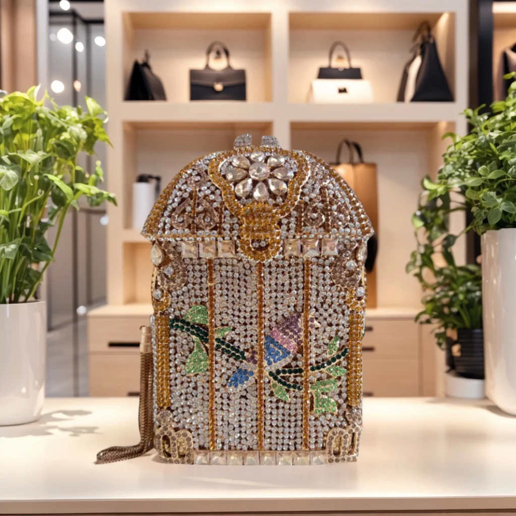 Vintage Bird Cage Diamond Evening Bag Novelty Rhinstone Clutch Purse Formal Party Handbag Shiny Crystal for Cocktail
Vintage Bird Cage Diamond Evening Bag Novelty Rhinstone Clutch Purse Formal Party Handbag Shiny Crystal for Cocktail