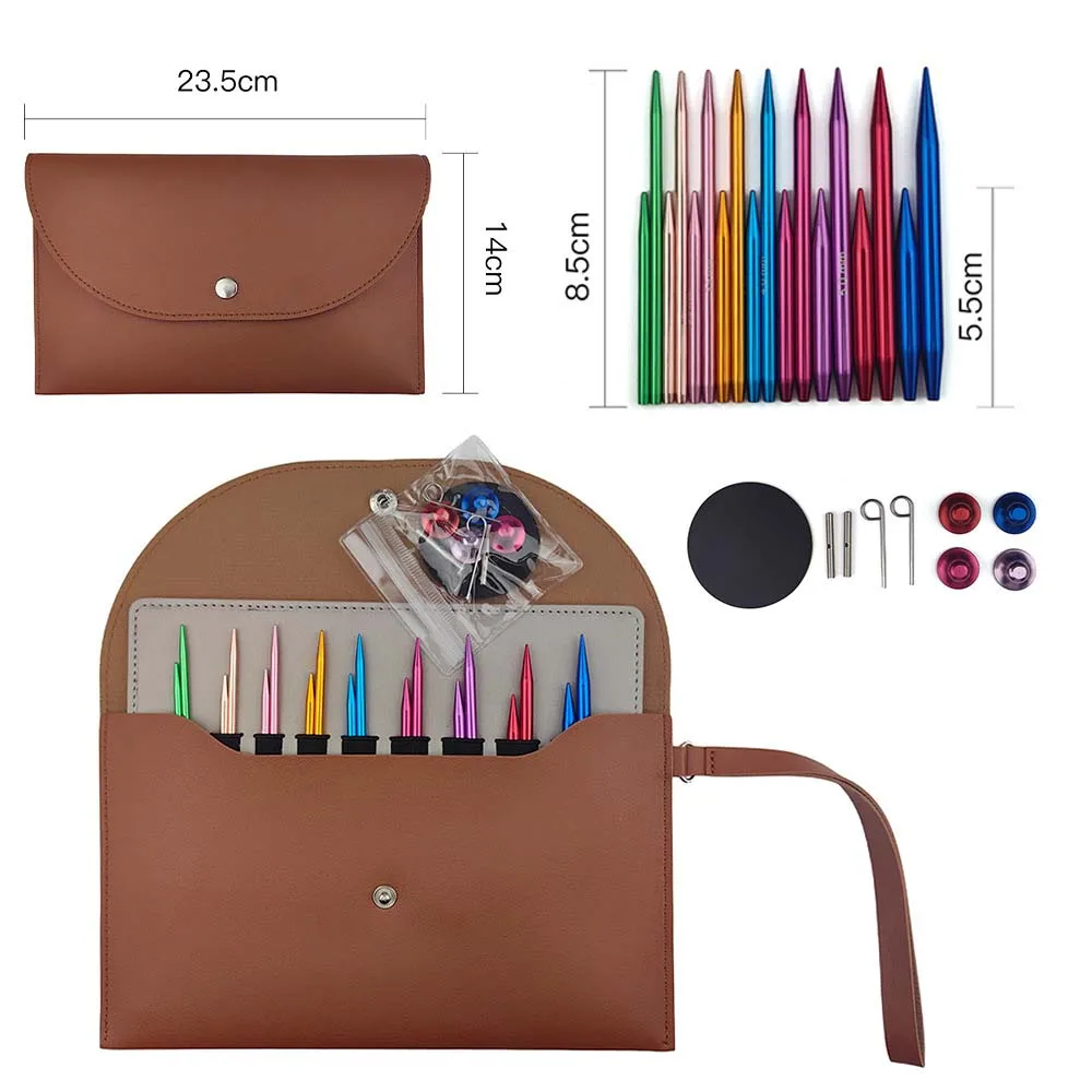 9 Pairs Sleeve Collar Circular Knitting Needles Set 5.5+8.5cm Aluminum Interchangeable Croche Hooks Round Needle DIY Suit Kit
9 Pairs Sleeve Collar Circular Knitting Needles Set 5.5+8.5cm Aluminum Interchangeable Croche Hooks Round Needle DIY Suit Kit