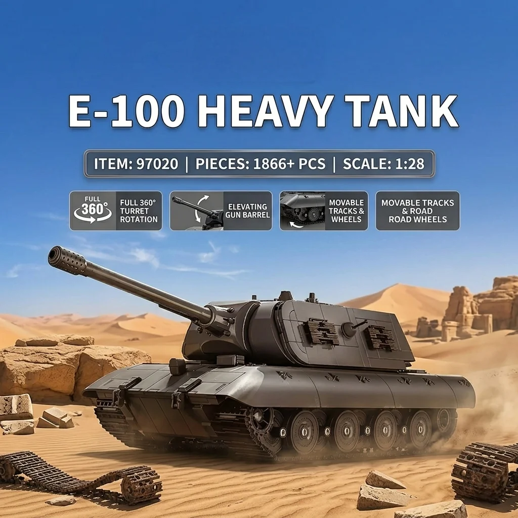 MOC WWII German E-100 Heavy Tank DIY Building Blocks 1866PCS Maus Turret Panzer Bricks Model Collection Toy For Boys Adults Gift
MOC WWII German E-100 Heavy Tank DIY Building Blocks 1866PCS Maus Turret Panzer Bricks Model Collection Toy For Boys Adults Gift