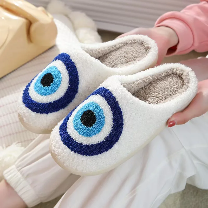 Happy Smile Face Slippers with Evil Eyes, Strawberry Heart, Cute Cartoon Design - Soft Plush Cozy House Slippers for Women - Ind
Happy Smile Face Slippers with Evil Eyes, Strawberry Heart, Cute Cartoon Design - Soft Plush Cozy House Slippers for Women - Ind