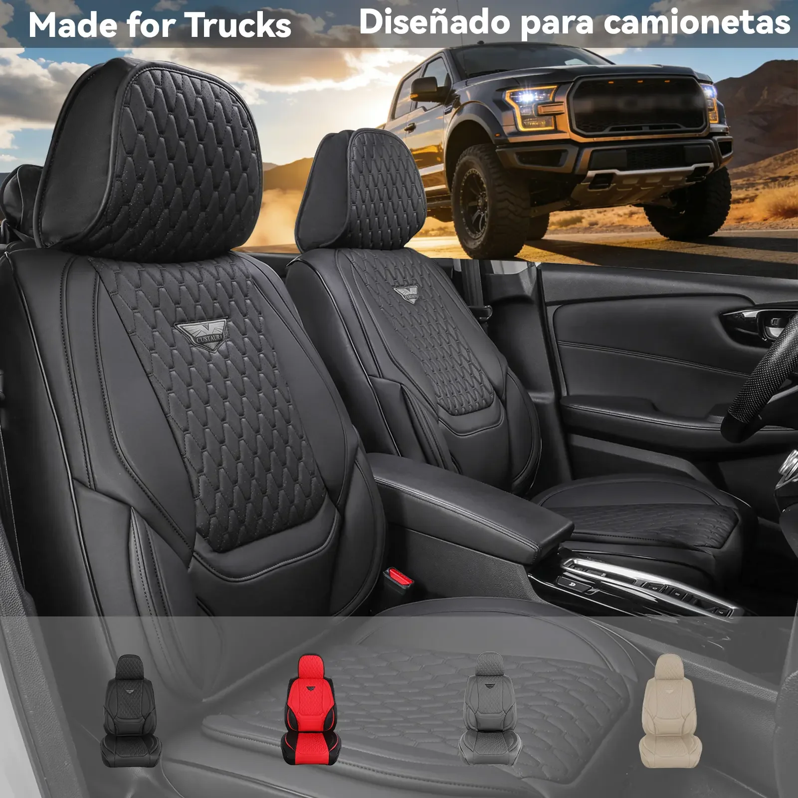 EKR Semi-Custom Deluxe Pickup Truck 5-Seat Universal Car Seat Covers Fits 80% Vehicles Waterproof Wear-Resistant Full Coverage Auto Seat Protectors Interior Upgrade for Tacoma Tundra Ford F150 Chevrolet Ram GMC 2-Year Warranty fathersdaygift
EKR Semi-Custom Deluxe Pickup Truck 5-Seat Universal Car Seat Covers Fits 80% Vehicles Waterproof Wear-Resistant Full Coverage Auto Seat Protectors Interior Upgrade for Tacoma Tundra Ford F150 Chevrolet Ram GMC 2-Year Warranty fathersdaygift