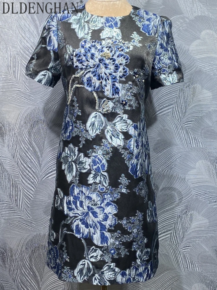 DLDENGHAN Women' New model Classic Style Jacquard Mini Dresses O-Neck Short Sleeves Beading Design Summer
DLDENGHAN Women' New model Classic Style Jacquard Mini Dresses O-Neck Short Sleeves Beading Design Summer