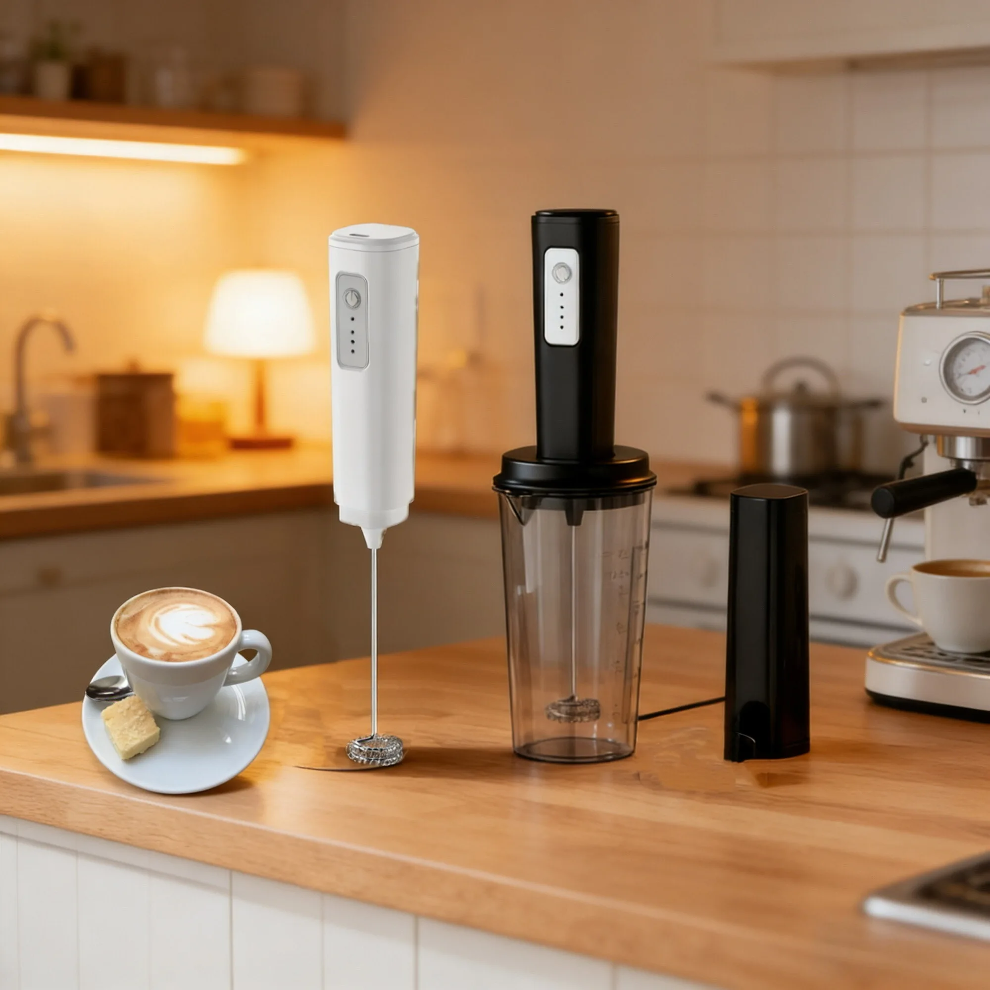 Handheld Electric Milk Frother - Rechargeable Automatic Milk Frother with 350ml Measuring Cup
Handheld Electric Milk Frother - Rechargeable Automatic Milk Frother with 350ml Measuring Cup