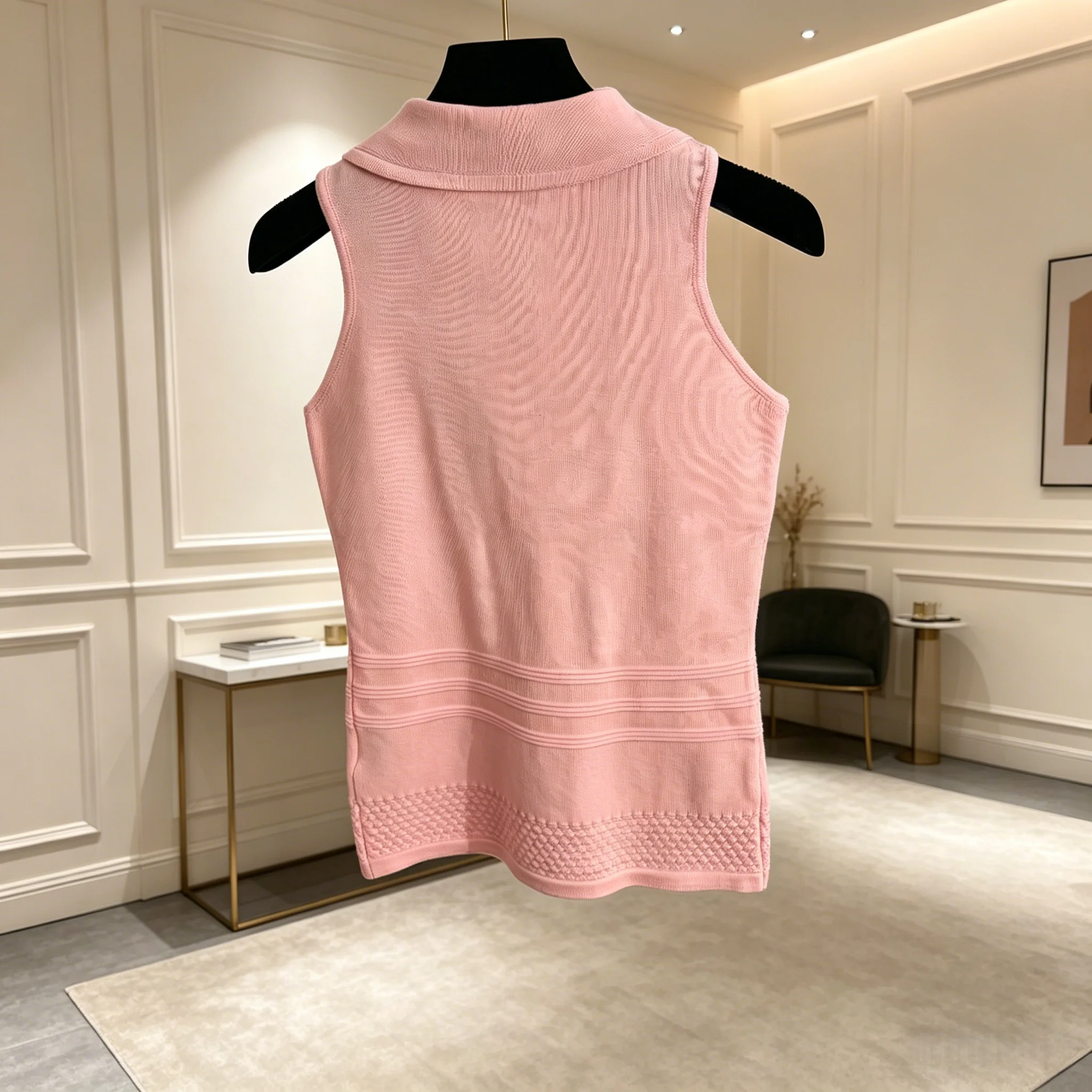 2026 Spring Summer Women's Shawl Collar Ribbed Knit Sleeveless Top ZX057
2026 Spring Summer Women's Shawl Collar Ribbed Knit Sleeveless Top ZX057