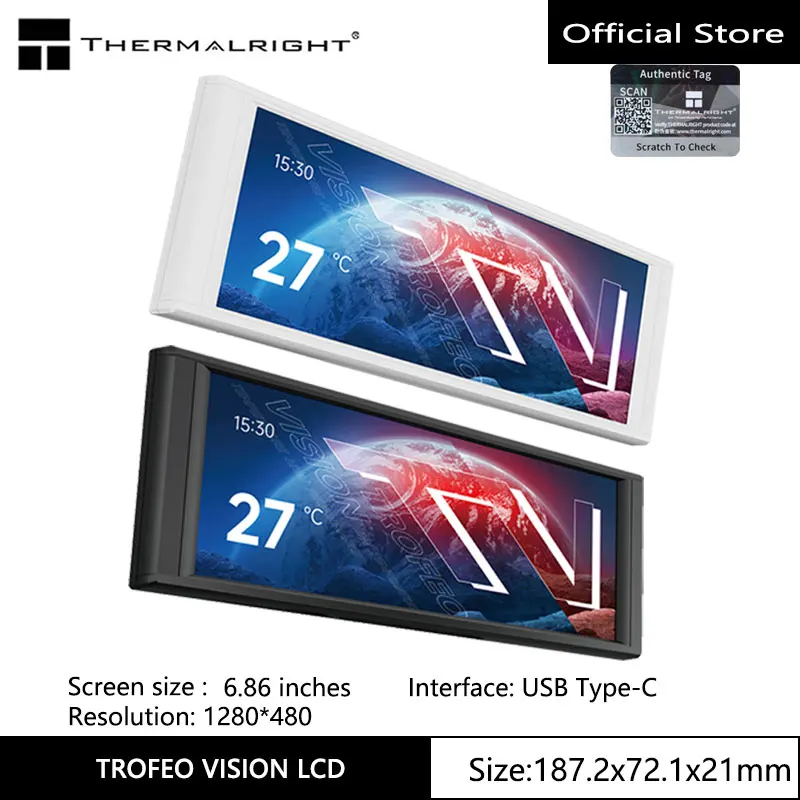 Thermalright TROFEO VISION LCD IPS full-color LCD screen,6.86 inches/magnetic/1280*480 resolution/USB Type-C port Display screen
Thermalright TROFEO VISION LCD IPS full-color LCD screen,6.86 inches/magnetic/1280*480 resolution/USB Type-C port Display screen