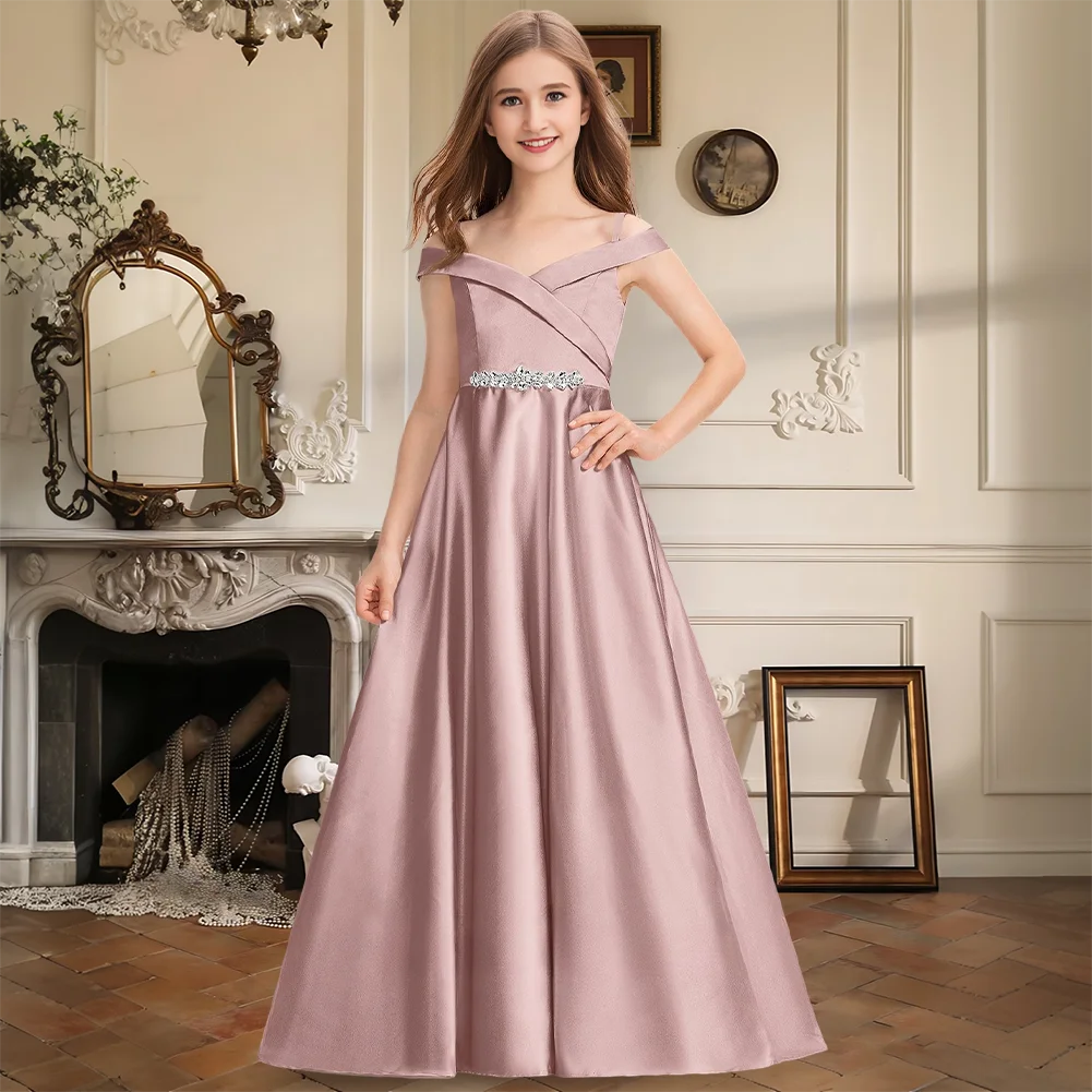 Junior Bridesmaid Dress Ball Gown Satin Cold Shoulder V Neck Floor Length Flower Girl Dress Girls Formal Wear Wedding Party
Junior Bridesmaid Dress Ball Gown Satin Cold Shoulder V Neck Floor Length Flower Girl Dress Girls Formal Wear Wedding Party