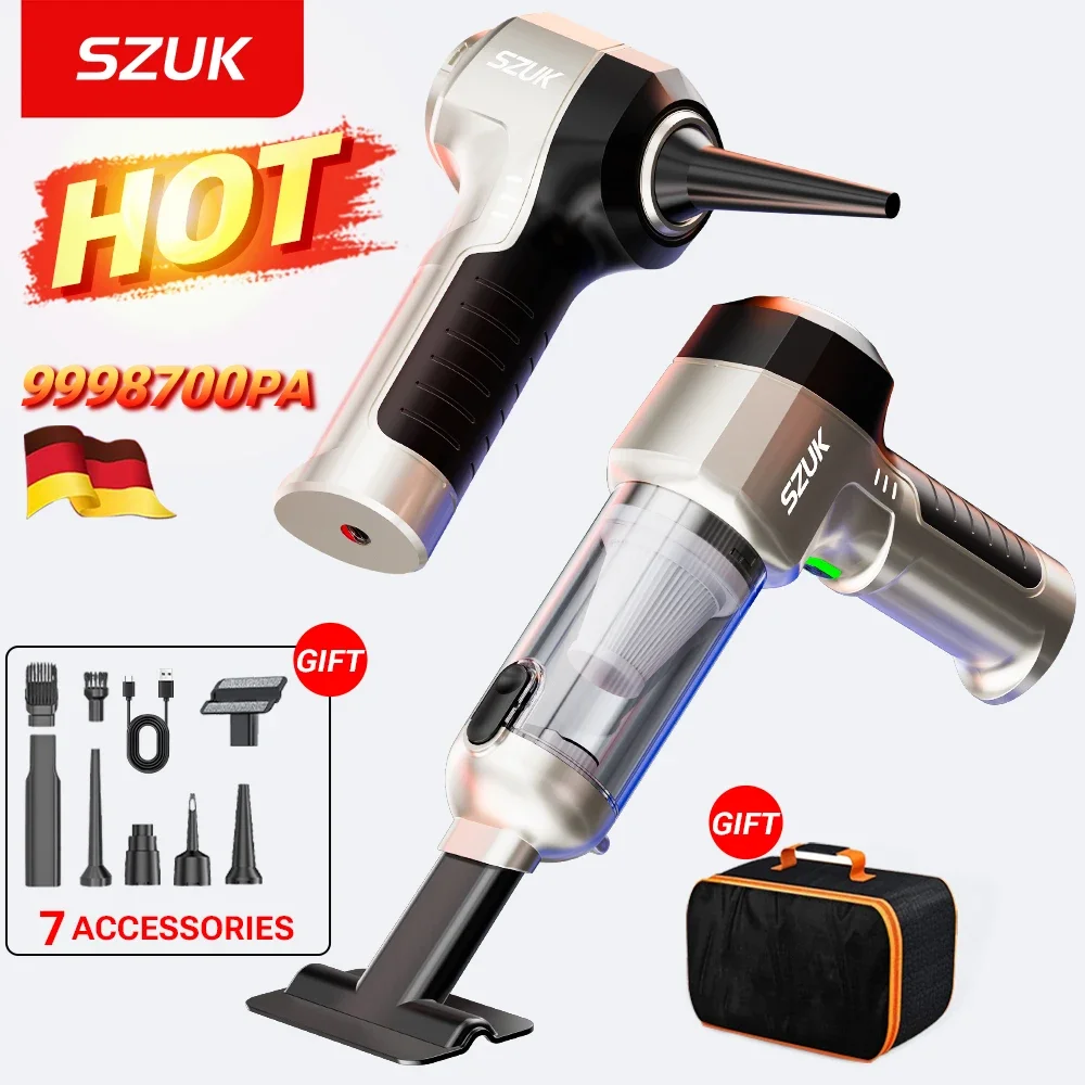 SZUK Car Vacuum Cleaner 9998700PA High Pressure Portable Handheld Powerful Mini Cordless Car Appliance Cleaning Vacuum Cleaner
SZUK Car Vacuum Cleaner 9998700PA High Pressure Portable Handheld Powerful Mini Cordless Car Appliance Cleaning Vacuum Cleaner