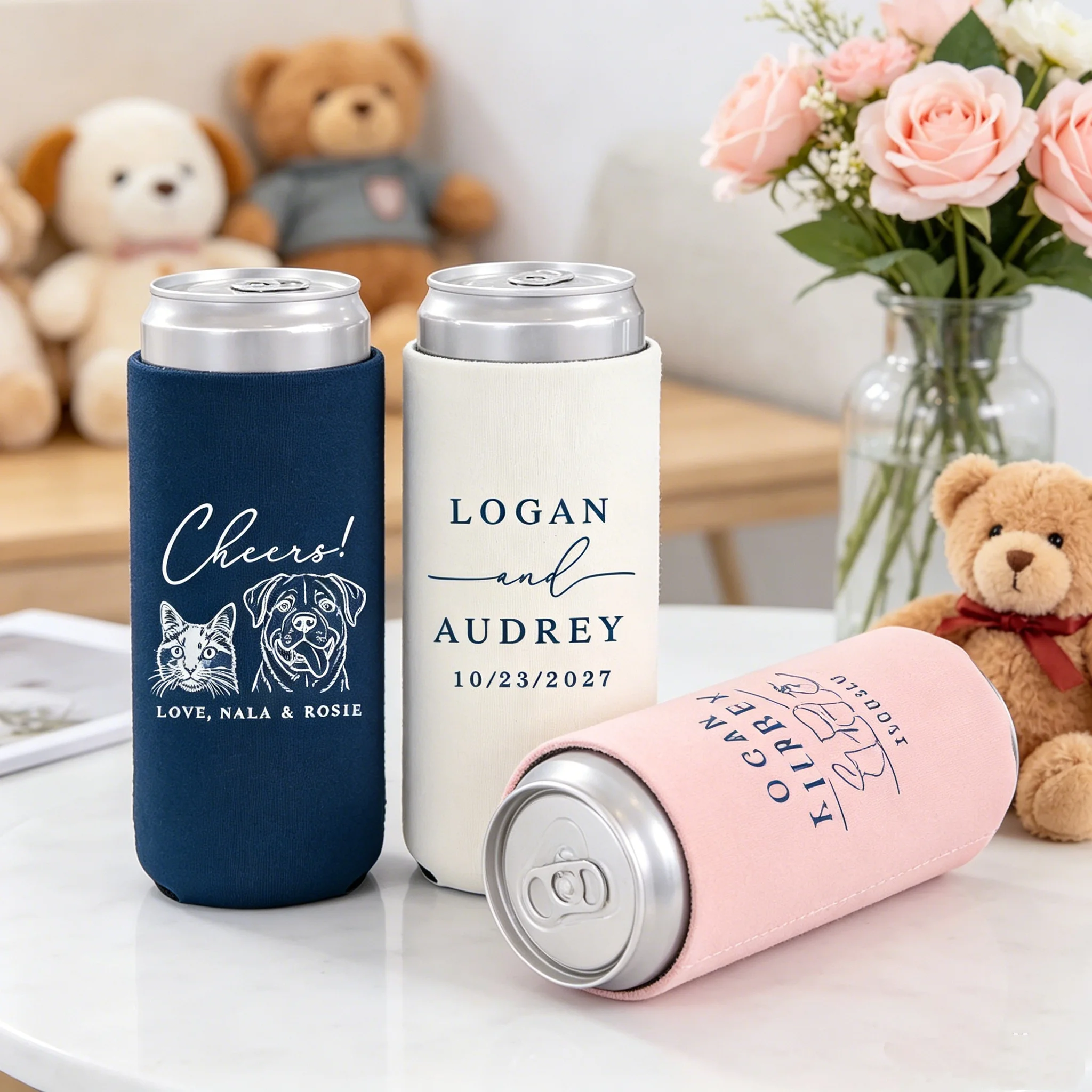 Custom Pet Illustration Skinny Can Cooler, Personalized 12oz Slim Can Koozie, Wedding Favor Can Holder, Neoprene Insulated Drink
Custom Pet Illustration Skinny Can Cooler, Personalized 12oz Slim Can Koozie, Wedding Favor Can Holder, Neoprene Insulated Drink