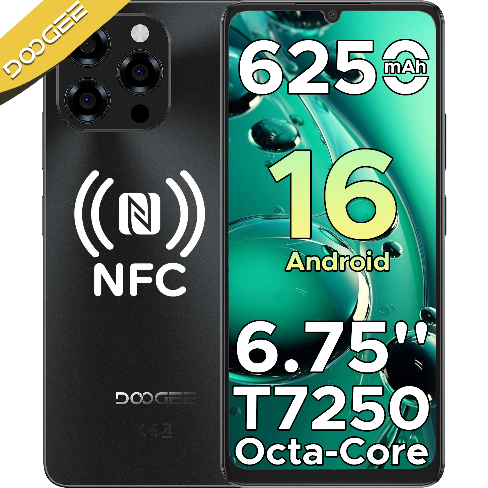 DOOGEE Note58 Pro Smartphone 6.75" HD+ IPS 90Hz Display Android 16 8GB RAM+256GB ROM 6250mAh Large battery NFC Cellphone
DOOGEE Note58 Pro Smartphone 6.75" HD+ IPS 90Hz Display Android 16 8GB RAM+256GB ROM 6250mAh Large battery NFC Cellphone