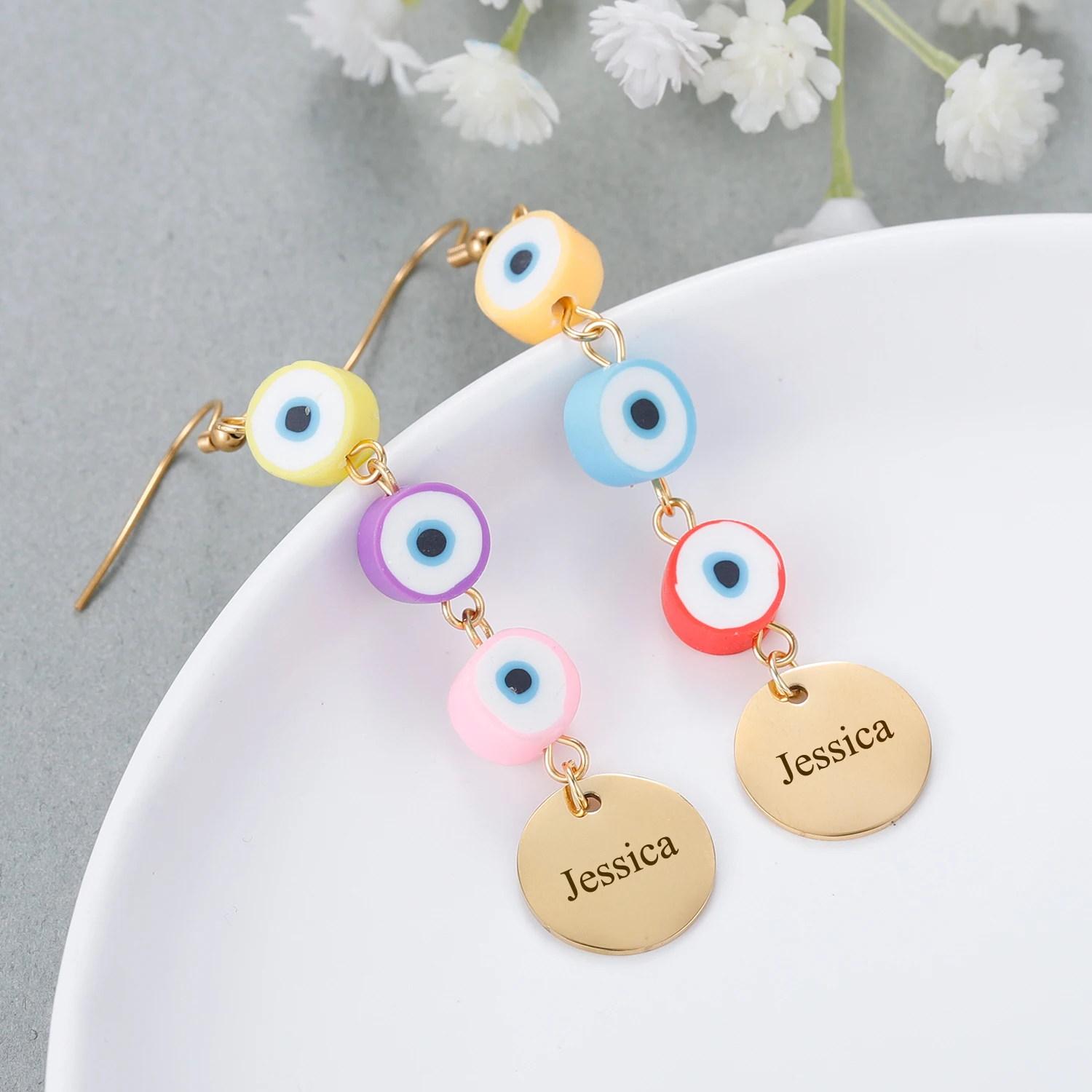 Devil's Eye Chain Custom Arabic Name Earrings Personalized Stainless Steel Round Piece Earrings Best Holiday Gifts For Women
Devil's Eye Chain Custom Arabic Name Earrings Personalized Stainless Steel Round Piece Earrings Best Holiday Gifts For Women